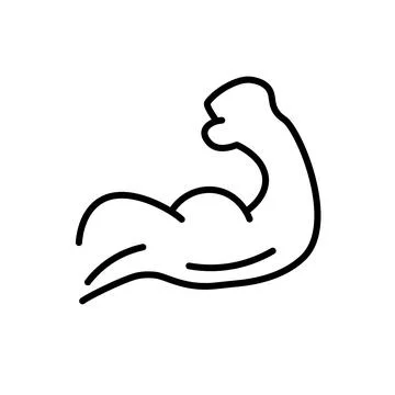 Simple muscle icon. Upper arm bicep. Muscle training. vector. 스톡 일러스트