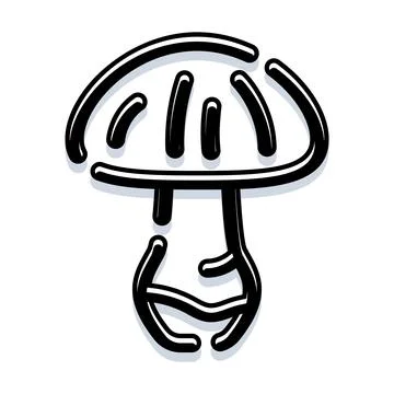 Simple mushroom icon black line art drawing Stock-Illustration