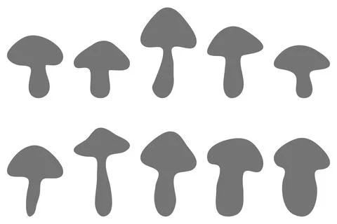 Simple mushroom illustration design set Stock Illustration