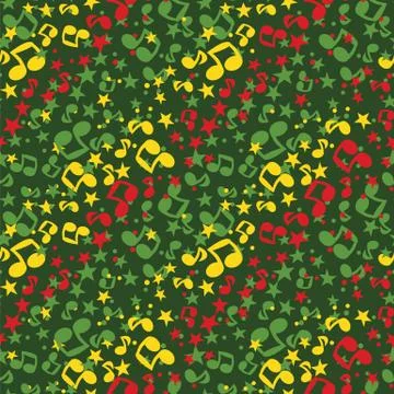 Simple music notes seamless pattern, reggae colors Illustrazione stock