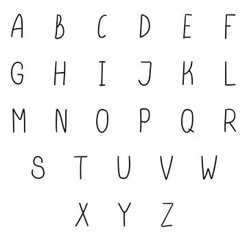 Simple narrow alphabet. Thin handwritten doodle font. Vector handdrown letters Stock Illustration