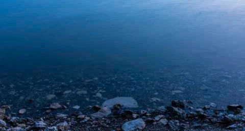 Simple nature background of long exposure stone coast line scenery landscape Stock Photos