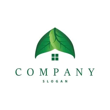 Simple nature concept template illustration with minimalist green leaf logo.. Stock Illustration