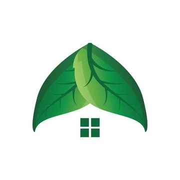 Simple nature concept template illustration with minimalist green leaf logo.. Stock Illustration
