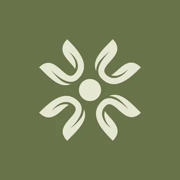 Simple nature leaves emblem in soft neutral tones on the green background Stock Illustration