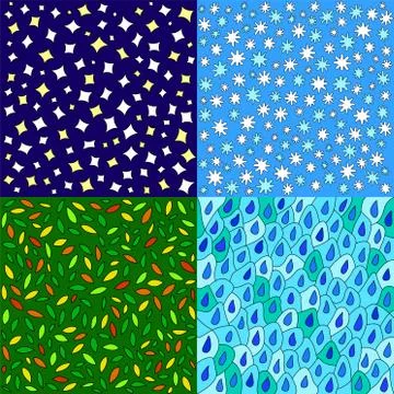 Simple nature seamless patterns Stock Illustration