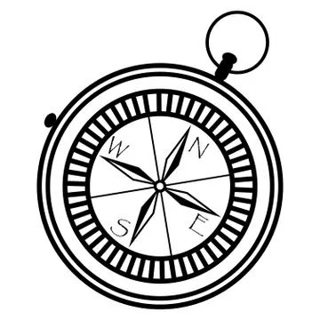 Simple nautical compass  showing directions: west, east, south, north Stock Illustration