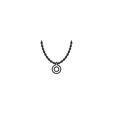 Simple necklace with circular pendant line art, white background Stock Illustration