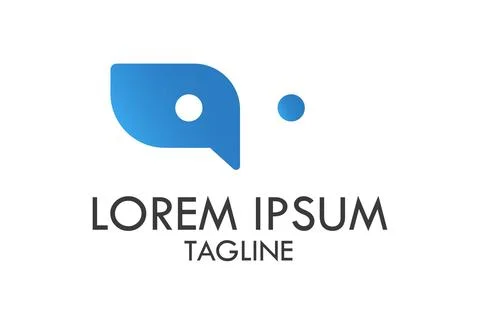 Simple Negative Space Blue Mask Logo Design	 Stock Illustration