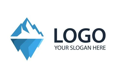 Simple Negative Space Blue Mask Logo Design	 Stock Illustration