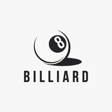 Simple negative space eight ball billiard logo design vector Stock Illustration
