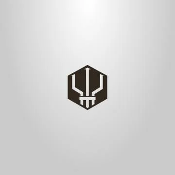 Simple negative space vector hexagonal sign of trident Poseidon	 Stock Illustration