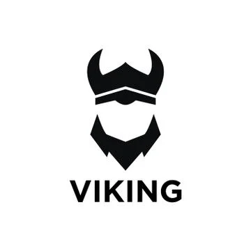 Simple negative space viking logo design template Stock Illustration