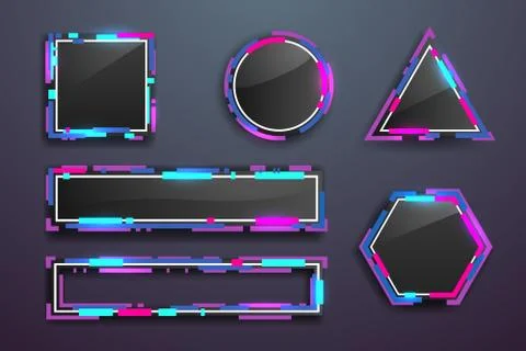 Simple neon color frames with shadow Stock Illustration