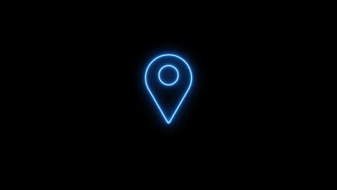 Simple neon location icon. Neon lone location concept on black background. .. Stock Footage 293482936