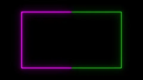Simple Neon Rectangle Border in Purple and Green on animated Black frame Stock Footage 332058903