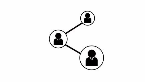Simple network diagram with three user icons connected by lines representin.. Stock Illustration