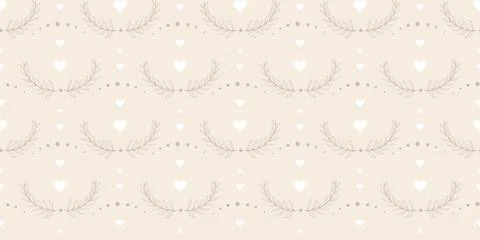 Simple neutral seamless pattern with leafy branches Stock Illustration