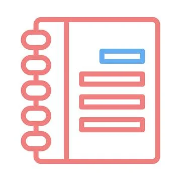 Simple Notebook Icon with Blue and Pink Design Stock Illustration
