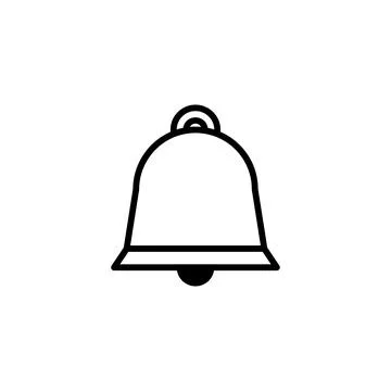 Simple notification bell icon outline drawing for digital interface communi.. Illustrazione stock