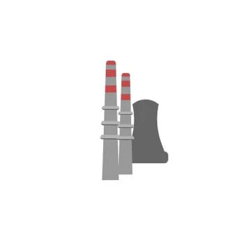 Simple nuclear power station vector illustration Stock Illustration
