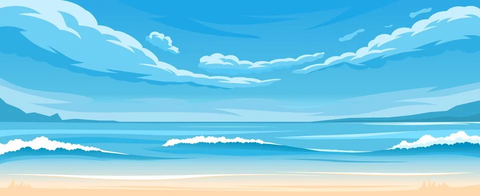 Simple ocean landscape Stock Illustration