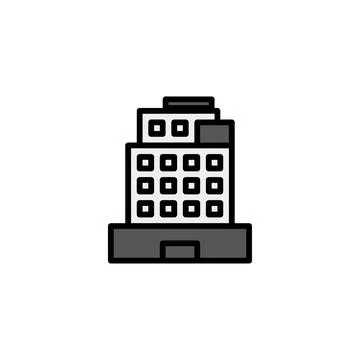 Simple office building icon showcasing urban architecture and business envi.. Illustrazione stock