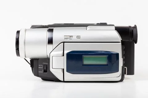 Simple old consumer grade retro camcorder, cassette tape video camera recorder Stock Photos