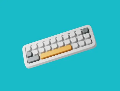 Simple old school keyboard 3d render illustration. イラスト素材
