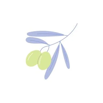 Simple olive tree branch. Isolated vector illustration. Stock Illustration