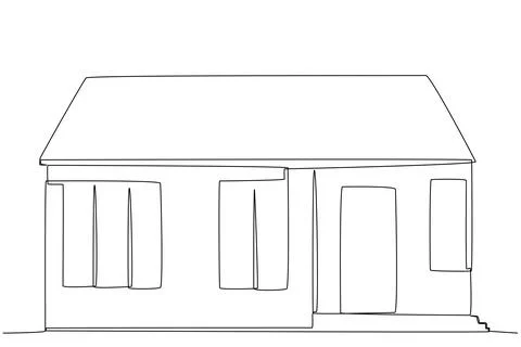 A simple one-floor house design with two windows Stock Illustration