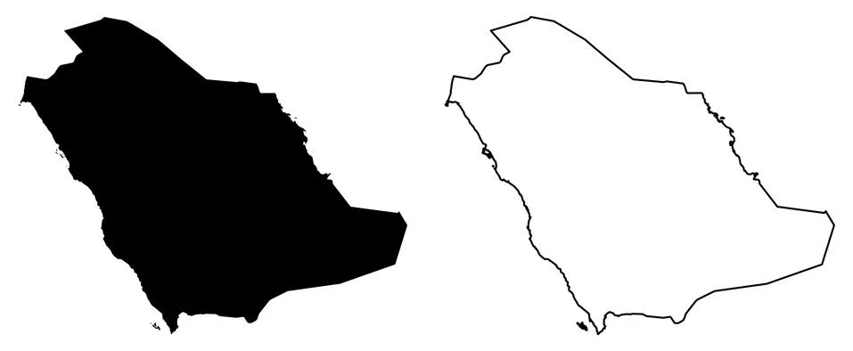 Simple (only sharp corners) map -  Kingdom of Saudi Arabia (KSA) vector drawi イラスト素材