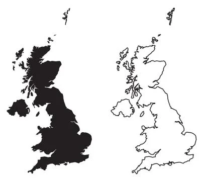 Simple (only sharp corners) map of - United Kingdom of Great Britain and Nort Stock Illustration