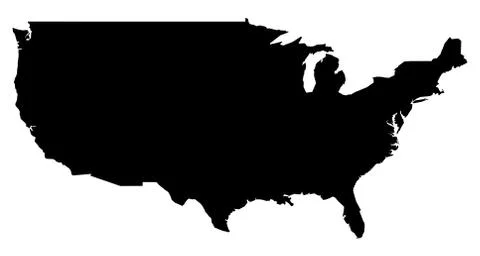 Simple (only sharp corners) map of United states (without Alaska and Hawaii)  Ilustração Stock