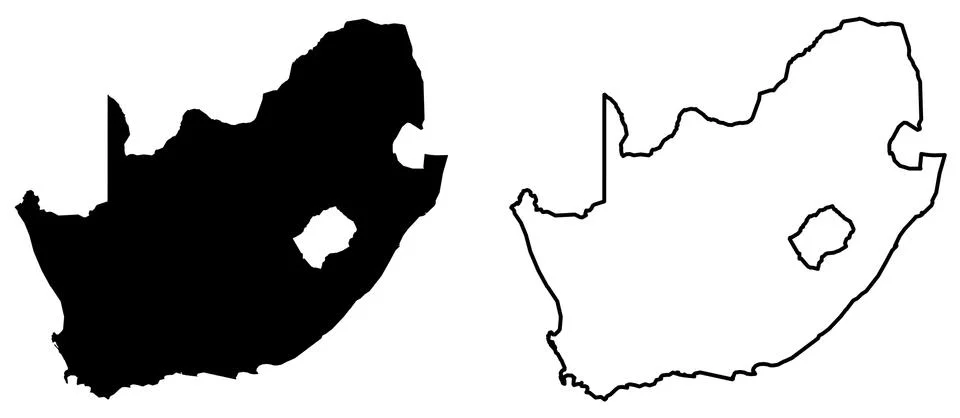 Simple (only sharp corners) map of South Africa vector drawing. Mercator proj Stock Illustration
