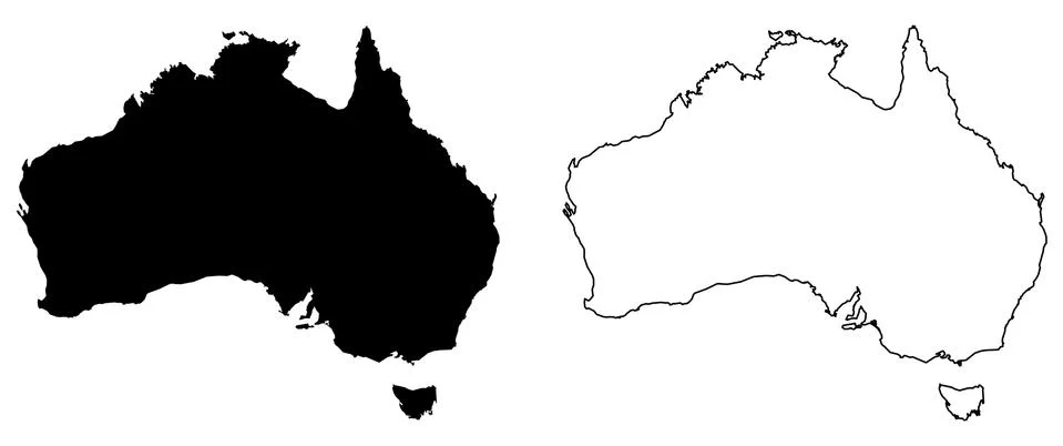 Simple (only sharp corners) map of Australia vector drawing. Mercator project 스톡 일러스트