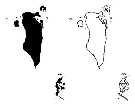 Simple (only sharp corners) map - Kingdom of Bahrain vector drawing. Mercator Stock Illustration