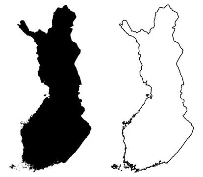 Simple (only sharp corners) map of Finland vector drawing. Mercator projectio Stock Illustration