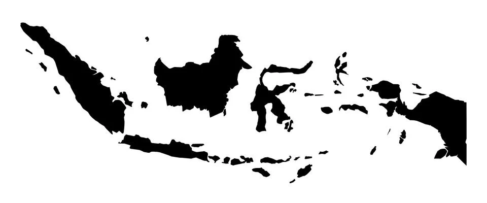 Simple (only sharp corners) map of Indonesia vector drawing. Stock-Illustration