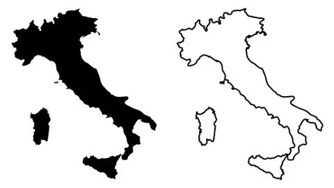 Simple (only sharp corners) map of Italian Republic vector drawing. Mercator  Illustrazione stock