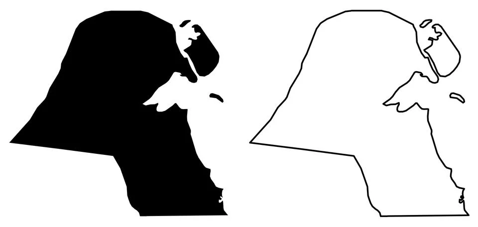 Simple (only sharp corners) map - State of Kuwait vector drawing. Mercator pr Ilustración de archivo