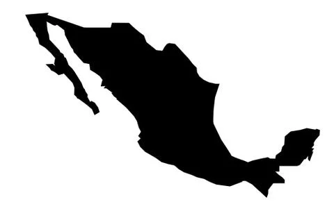 Simple (only sharp corners) map of Mexico vector drawing. Stock Illustration