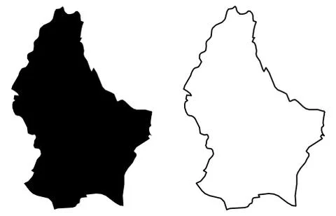 Simple (only sharp corners) map of Grand Duchy of Luxembourg vector drawing.  Stock Illustration