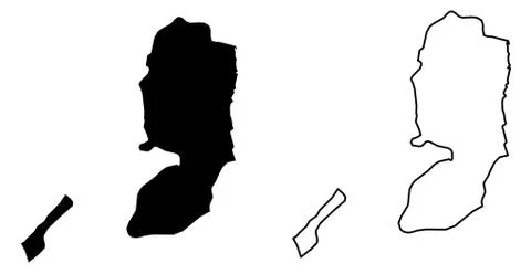 Simple (only sharp corners) map of Palestine vector drawing. Mercator project Stock Illustration