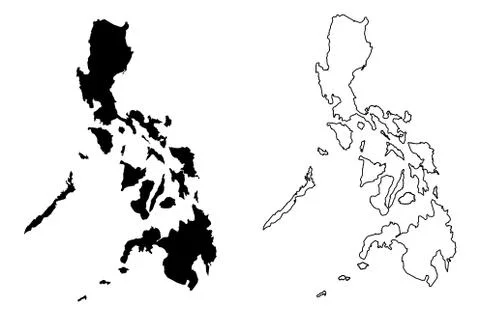 Simple (only sharp corners) map of Philippines vector drawing. Mercator proje Stock Illustration