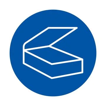 Simple Open Box Icon in Blue Circle for Minimalist Design Concepts 스톡 일러스트