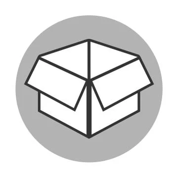 Simple open cardboard box or parcel icon Stock-Illustration