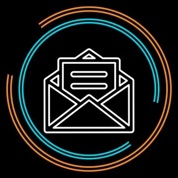 Simple Open Mail Thin Line Vector Icon Stock Illustration