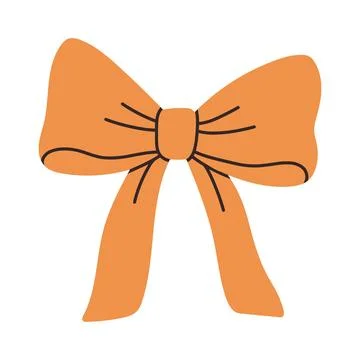 Simple orange bow isolated on white background. Flat vector illustration of cute Stock Illustration
