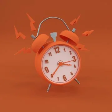 Simple orange clock minimalism idea concept 3D Render Illustrazione stock